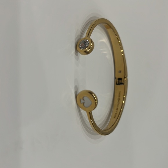 Kate Spade Spot the Spade Open Hinge Bangle Bracelet  White Crystal Gold Tone - Picture 4 of 4